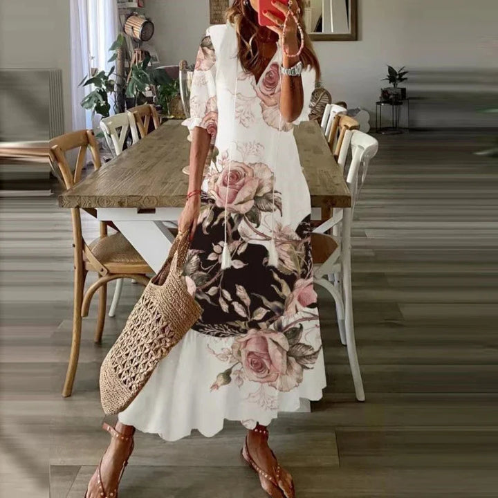 Women Summer Ethnic Print Boho Grace Maxi Dress
