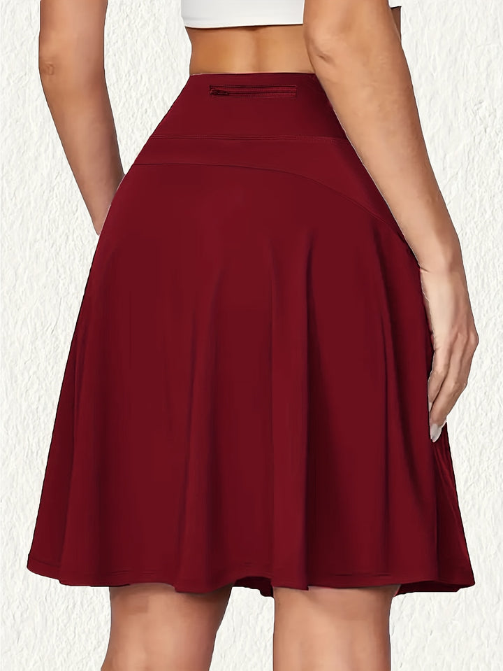 Women Spring Elegant Knee-Length High-Waist Athletic Tennis Skirt