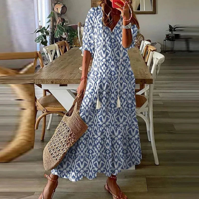Women Summer Ethnic Print Boho Grace Maxi Dress