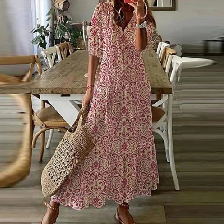 Women Summer Ethnic Print Boho Grace Maxi Dress