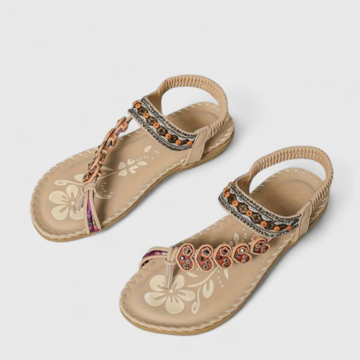 Women Spring Elegant Beaded Cushioned Walking Sandals