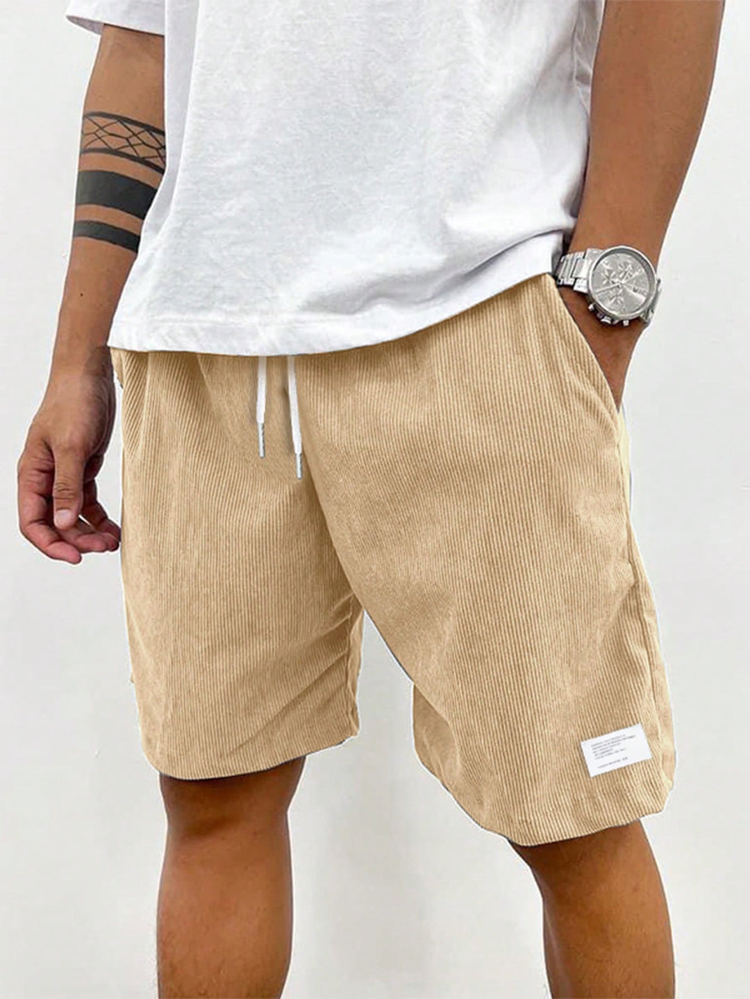 Men Summer Elegant Casual Corduroy Drawstring Shorts