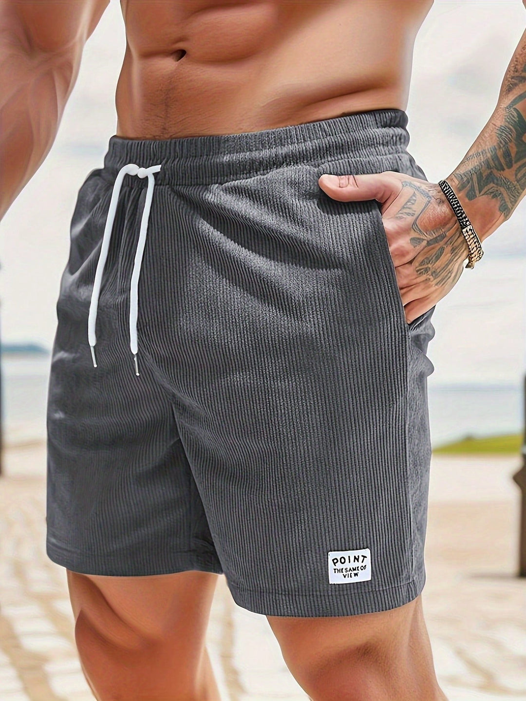 Men Summer Elegant Casual Corduroy Drawstring Shorts