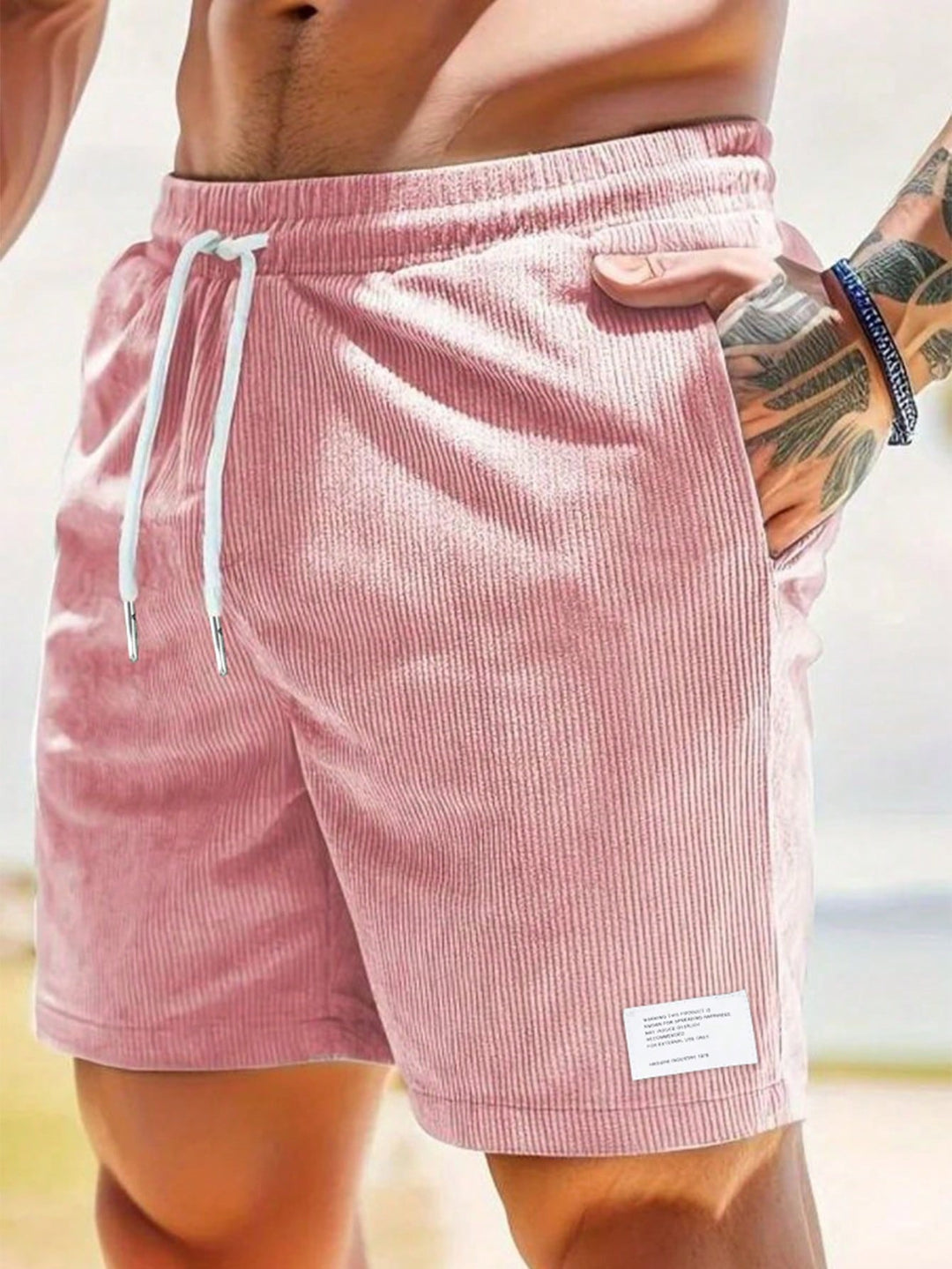 Men Summer Elegant Casual Corduroy Drawstring Shorts