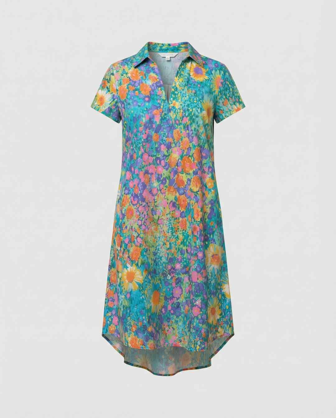 Women Spring Elegant Floral Print V-Neck Smocked Waist Midi Dress
