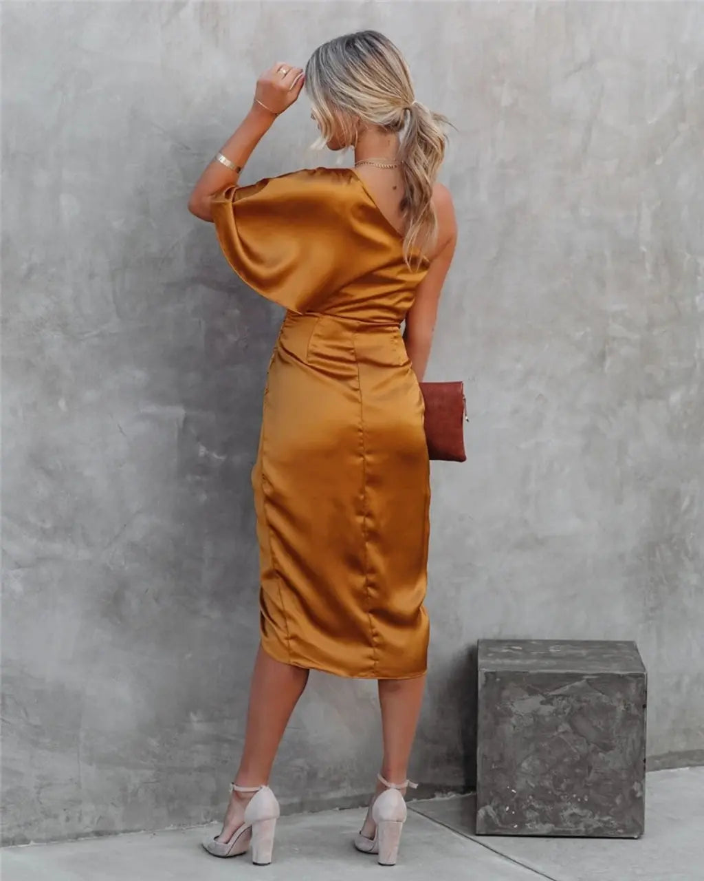 Women Spring Elegant V Neck Metallic Sleeveless Dress