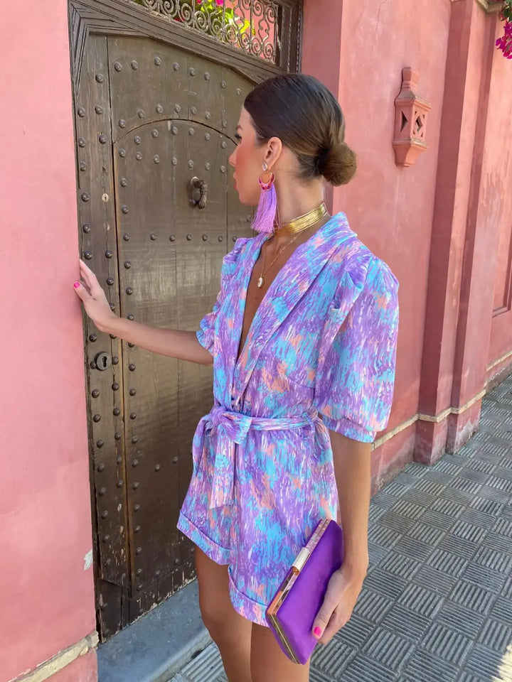 Women Spring Elegant Sleeveless Metallic Top Short Set