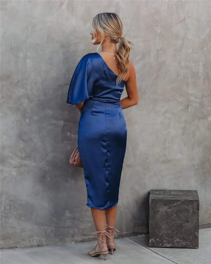 Women Spring Elegant V Neck Metallic Sleeveless Dress