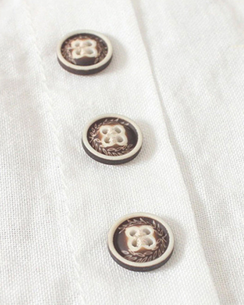 Women Spring Elegant Button Detail Casual Linen Blouse