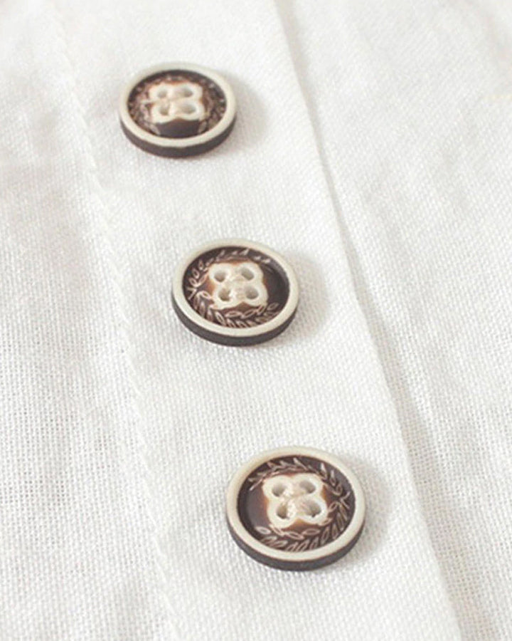 Women Spring Elegant Button Detail Casual Linen Blouse