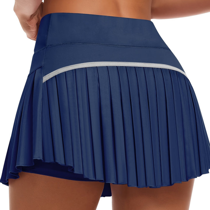 Women Spring Elegant High-Waist Pleated Tennis Skirt with Pockets