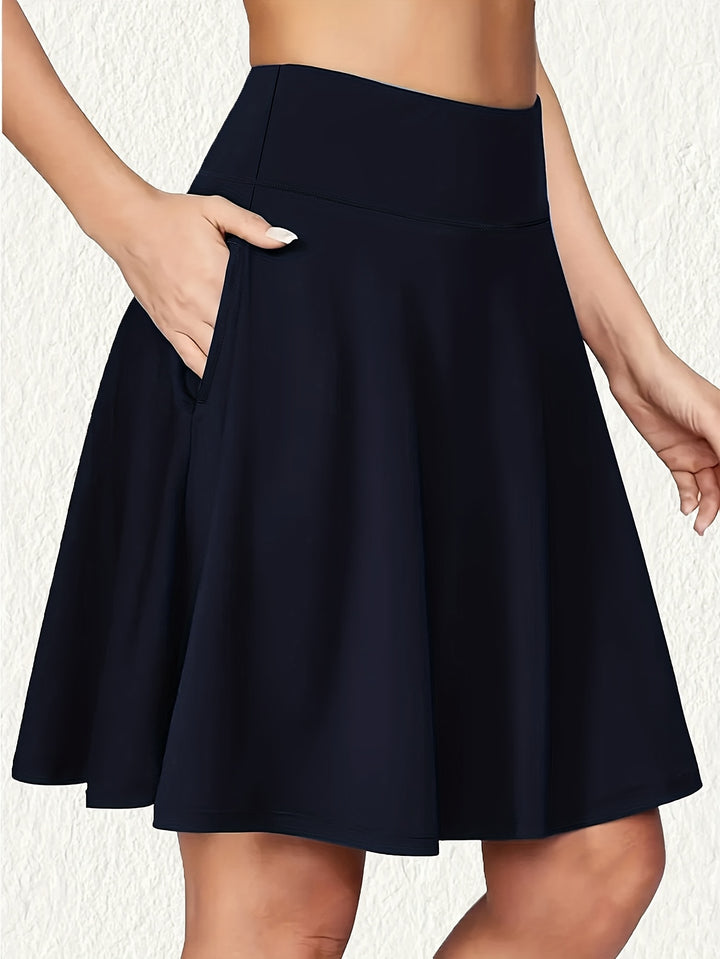 Women Spring Elegant Knee-Length High-Waist Athletic Tennis Skirt