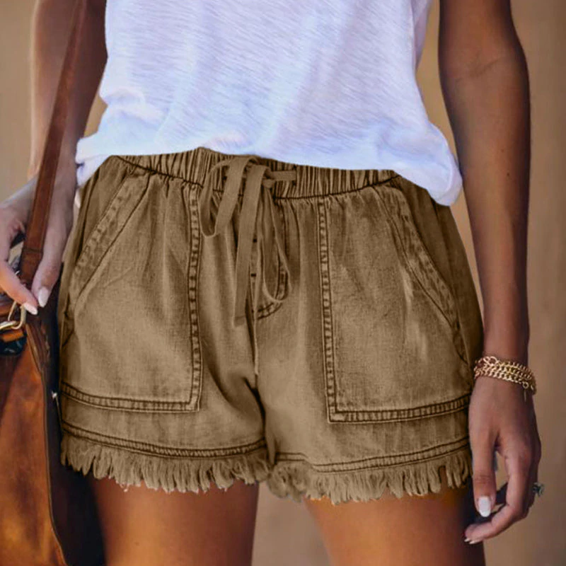 Women Spring Elegant Sleeveless Metallic Casual Shorts