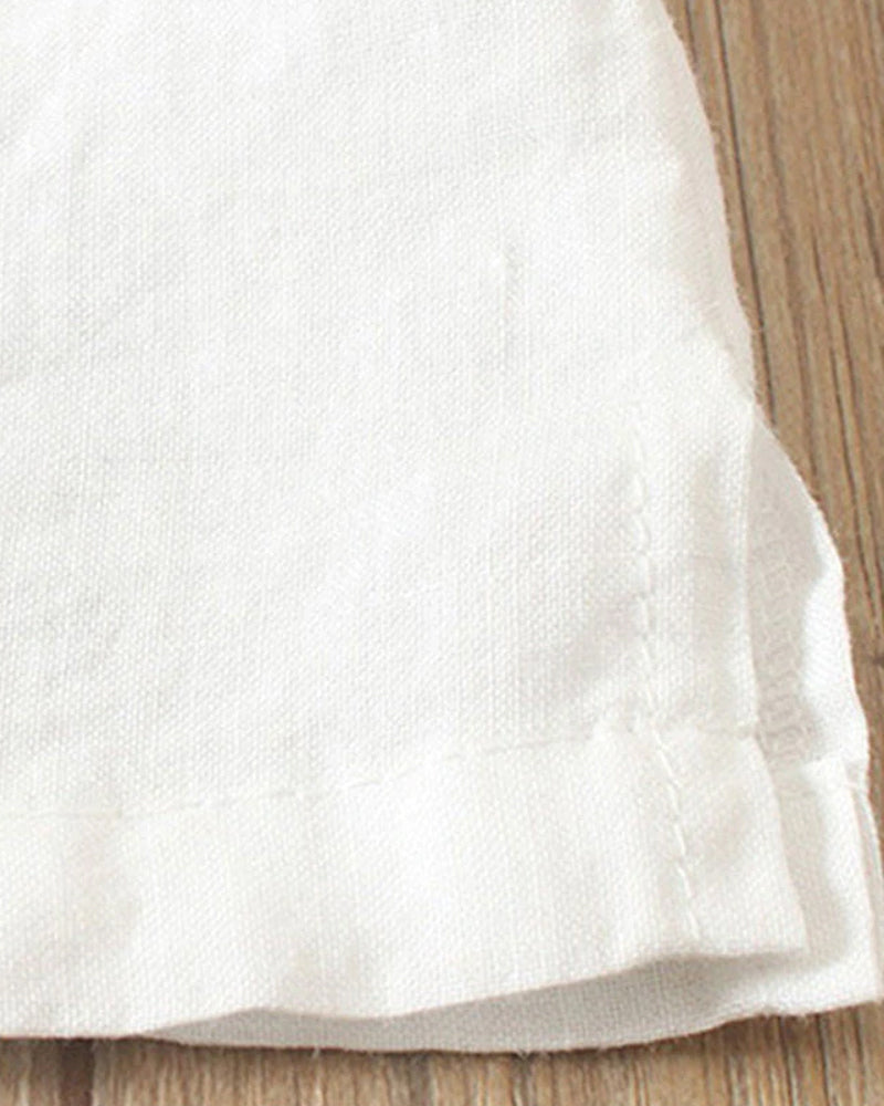 Women Spring Elegant Button Detail Casual Linen Blouse