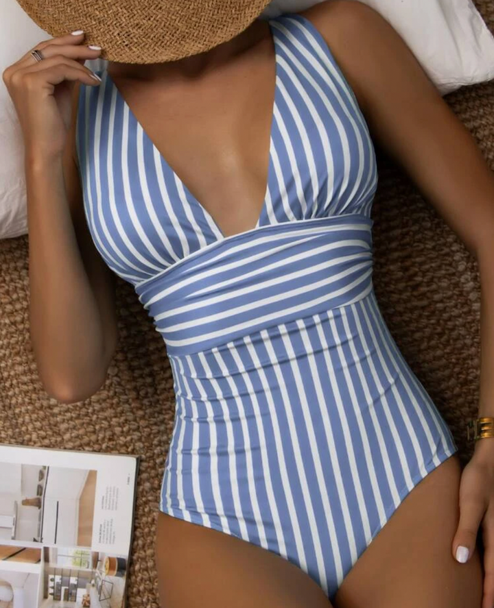 Women Spring Elegant Floral Print Cutout Halter One-Piece Swimsuit