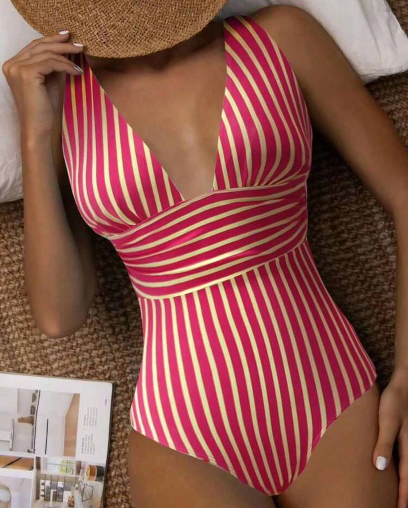 Women Spring Elegant Floral Print Cutout Halter One-Piece Swimsuit