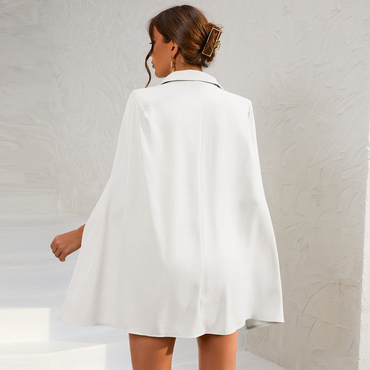 Women Spring Wedding Guest Double Breasted Cape Dress