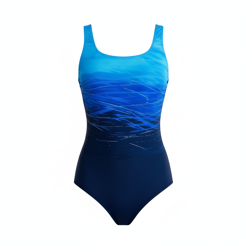 Women Spring Casual Ombre Gradient Sport One-Piece Swimsuit