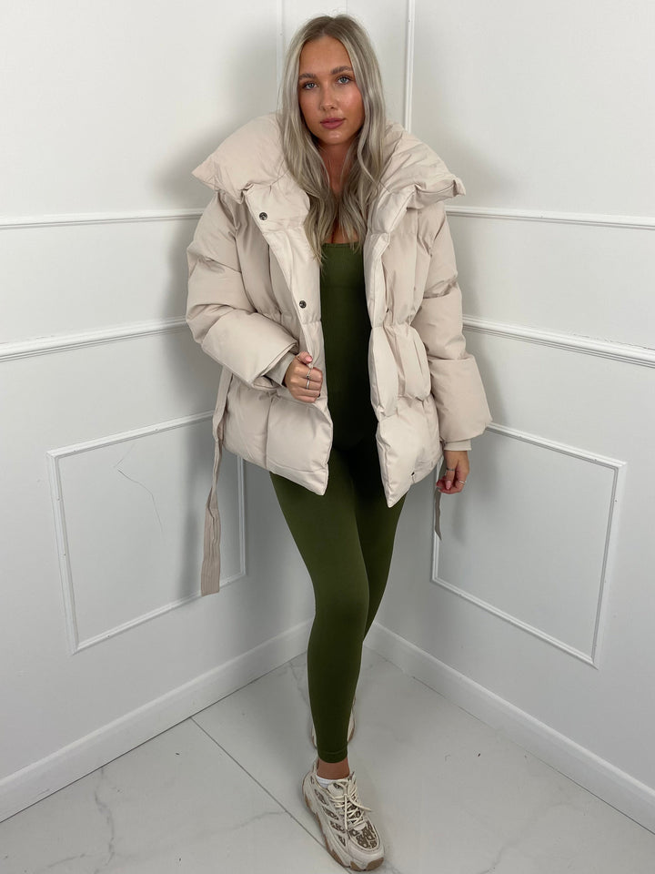 Karly | Short Belted Winter Puffer Jacket with Hood
