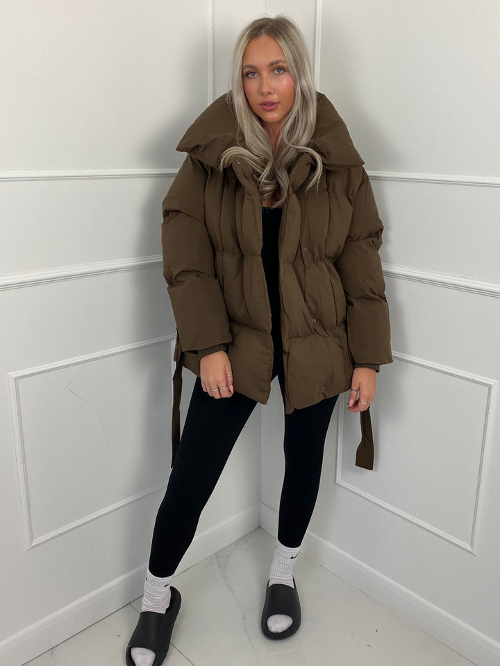 Karly | Short Belted Winter Puffer Jacket with Hood