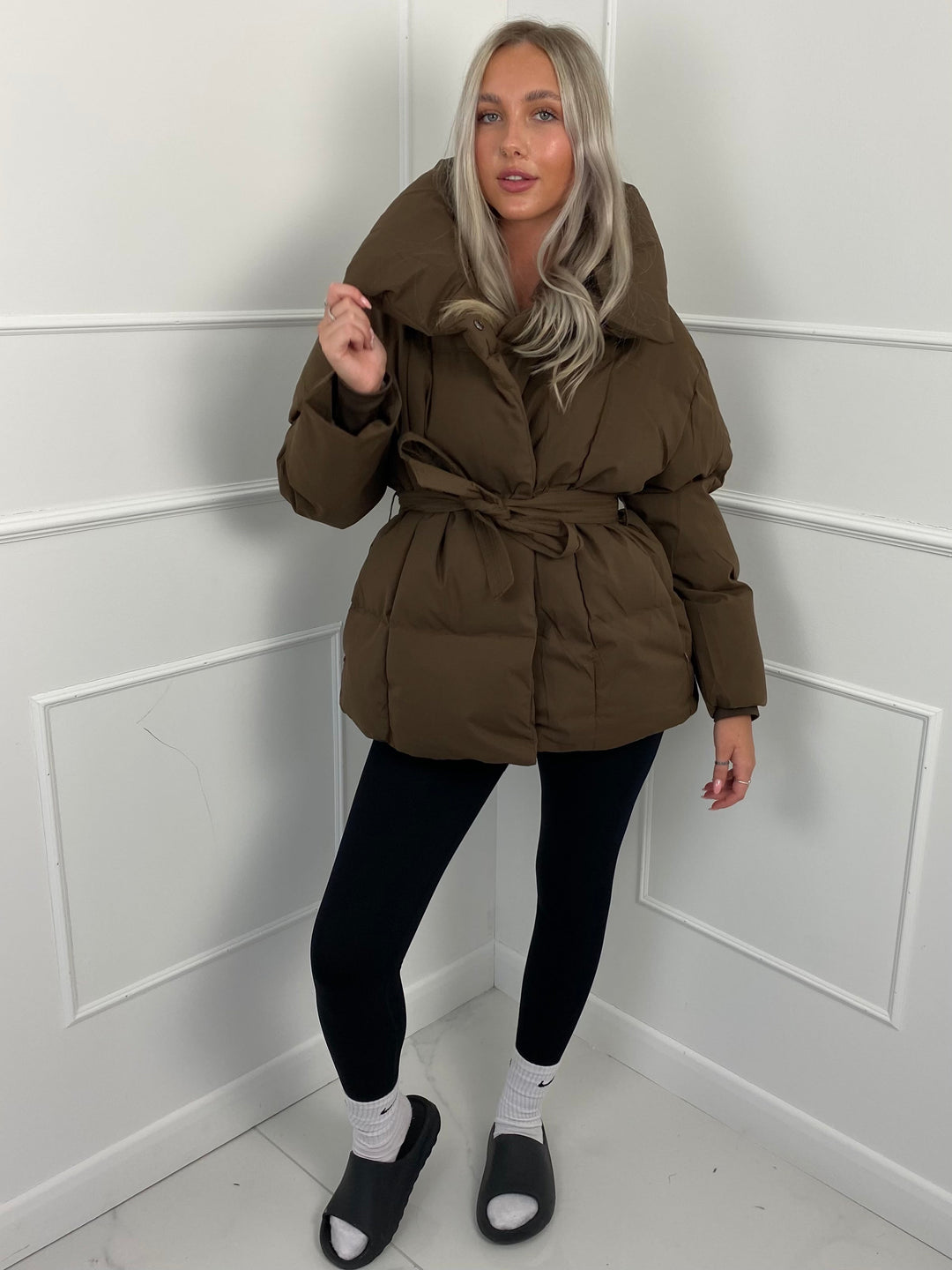 Karly | Short Belted Winter Puffer Jacket with Hood