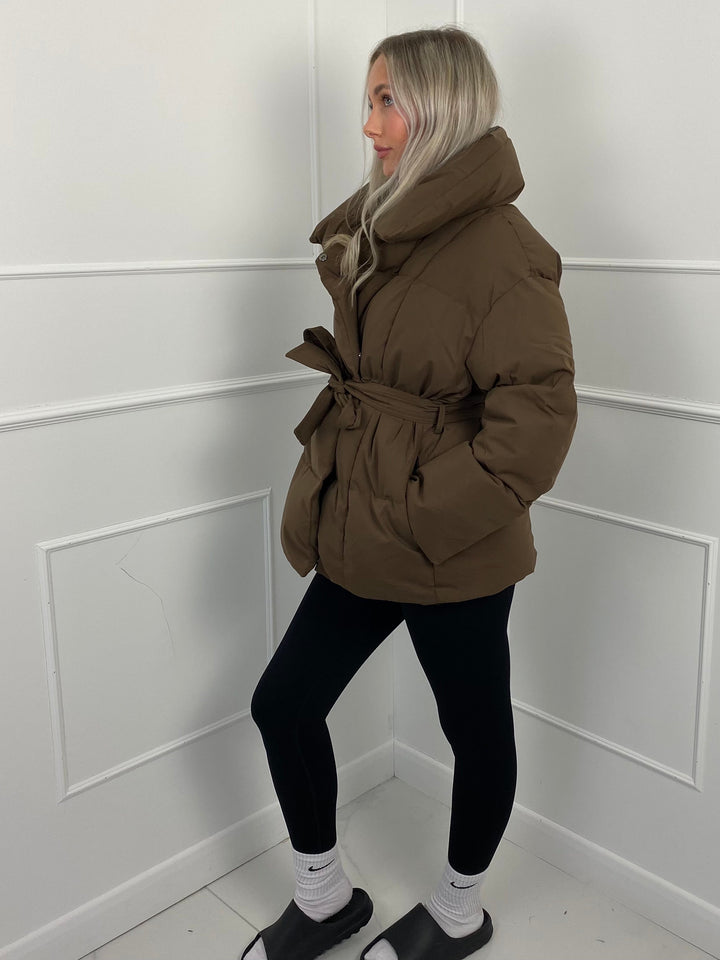 Karly | Short Belted Winter Puffer Jacket with Hood