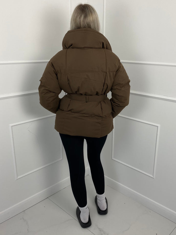 Karly | Short Belted Winter Puffer Jacket with Hood