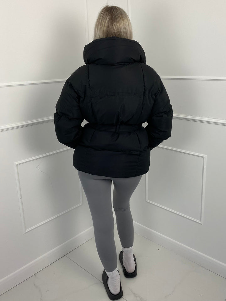Karly | Short Belted Winter Puffer Jacket with Hood