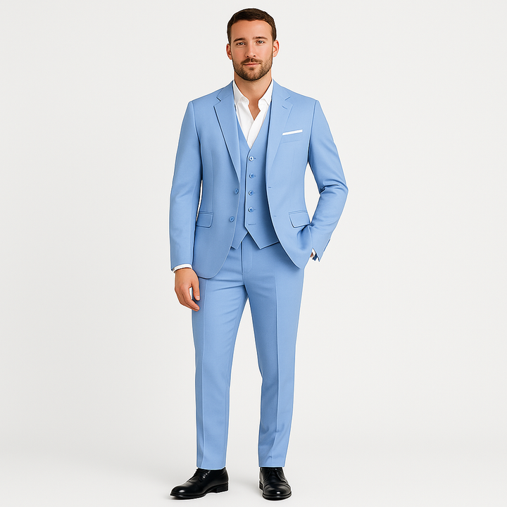 Men Summer Casual Classic Tailored 3 Piece Suit Set