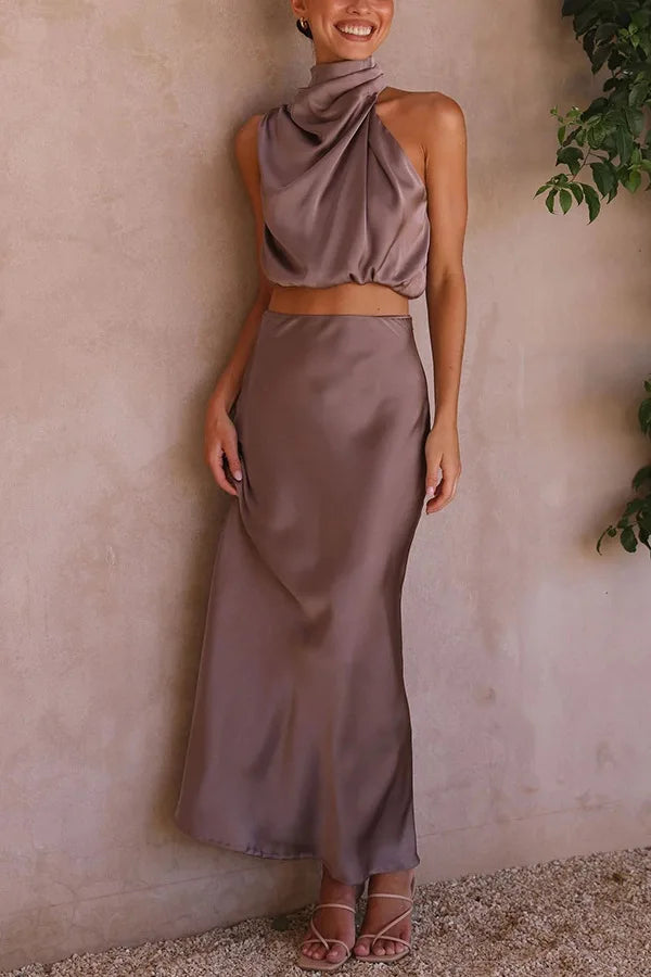 Women Spring Elegant Sleeveless Metallic Wide Leg Jumpsuit