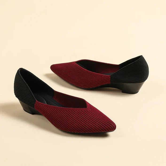 Women Summer Casual Colorblock Pointed Toe Wedge Pumps