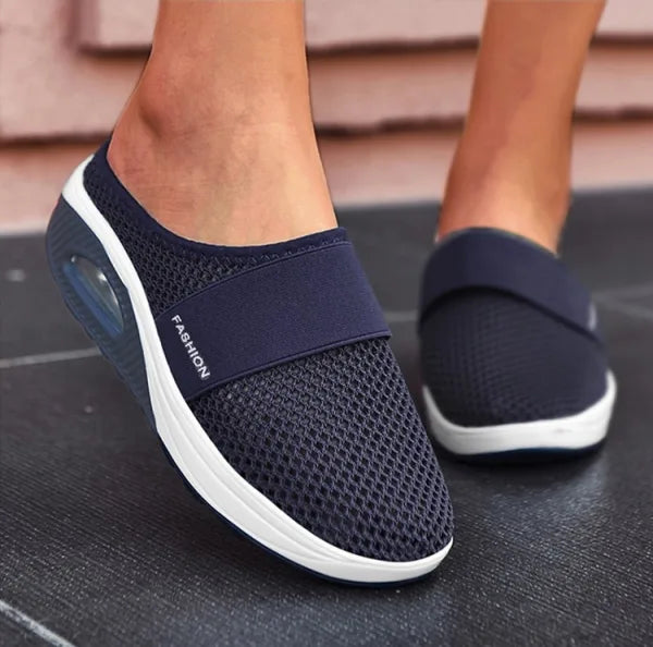 Women Spring Elegant Metallic Cross Strap Flat Mules