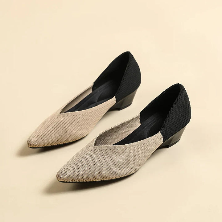Women Summer Casual Colorblock Pointed Toe Wedge Pumps