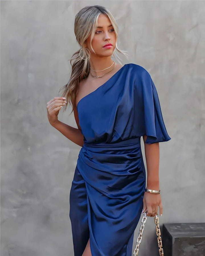 Women Spring Elegant V Neck Metallic Sleeveless Dress