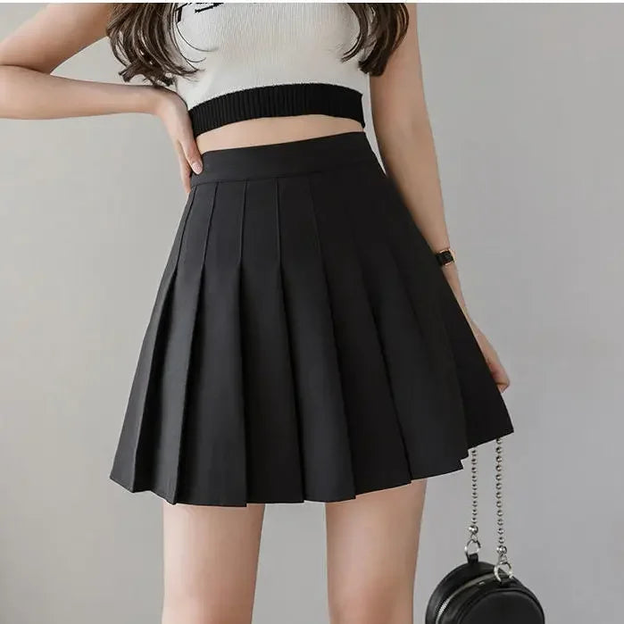 Women Spring Casual High-Waist Pleated Athletic Tennis Skirt