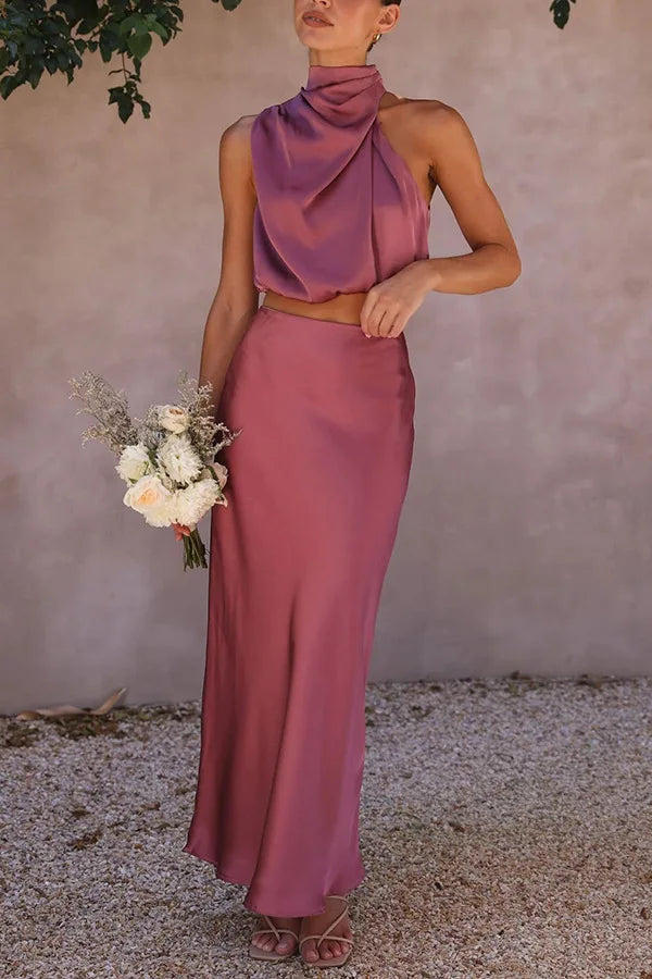 Women Spring Elegant Sleeveless Metallic Wide Leg Jumpsuit