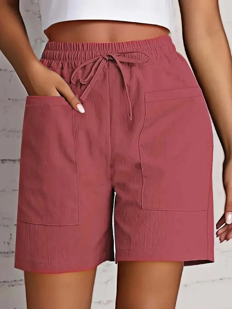 Women Summer Elegant Comfy Fit Elastic Waist Casual Shorts