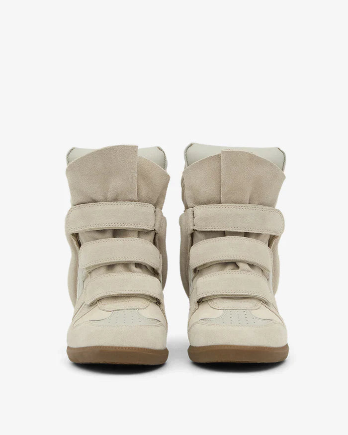 Women's Suede Wedge Sneakers – High-Top Hidden Heel Velcro Strap Shoes