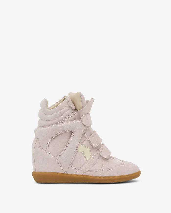 Women's Suede Wedge Sneakers – High-Top Hidden Heel Velcro Strap Shoes