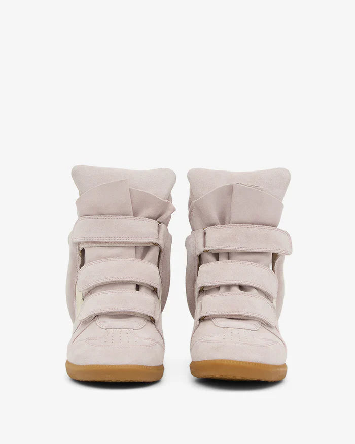 Women's Suede Wedge Sneakers – High-Top Hidden Heel Velcro Strap Shoes