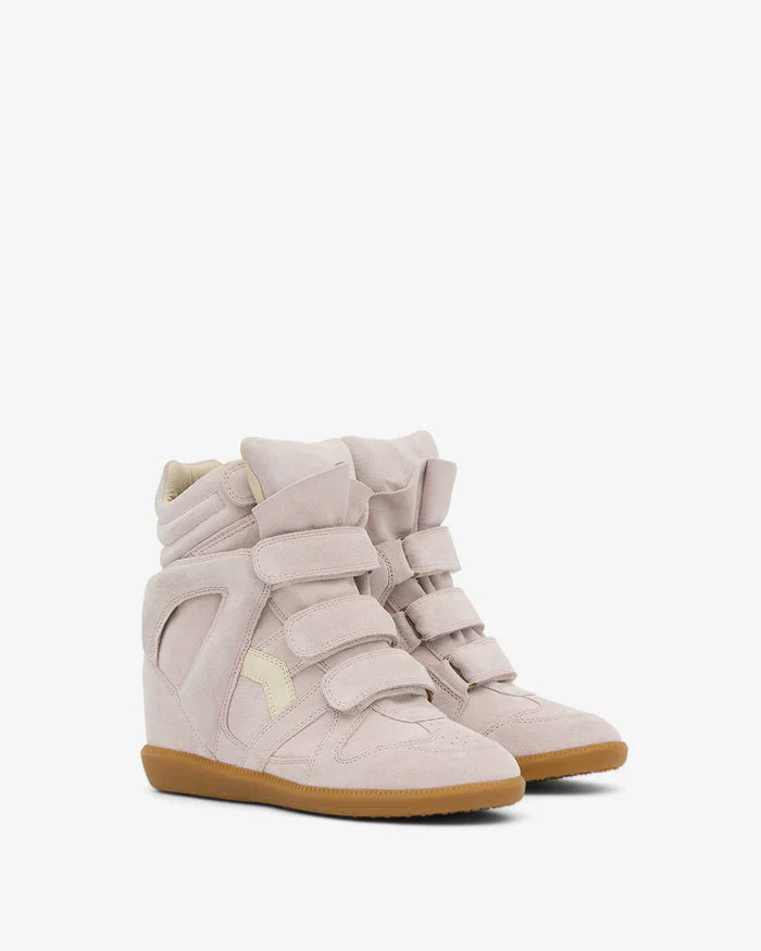 Women's Suede Wedge Sneakers – High-Top Hidden Heel Velcro Strap Shoes
