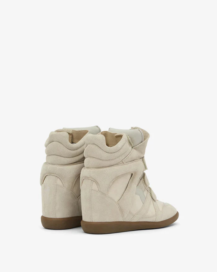 Women's Suede Wedge Sneakers – High-Top Hidden Heel Velcro Strap Shoes