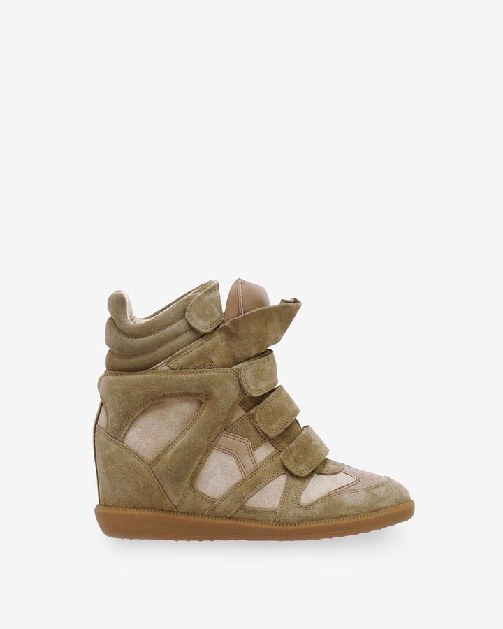 Women's Suede Wedge Sneakers – High-Top Hidden Heel Velcro Strap Shoes