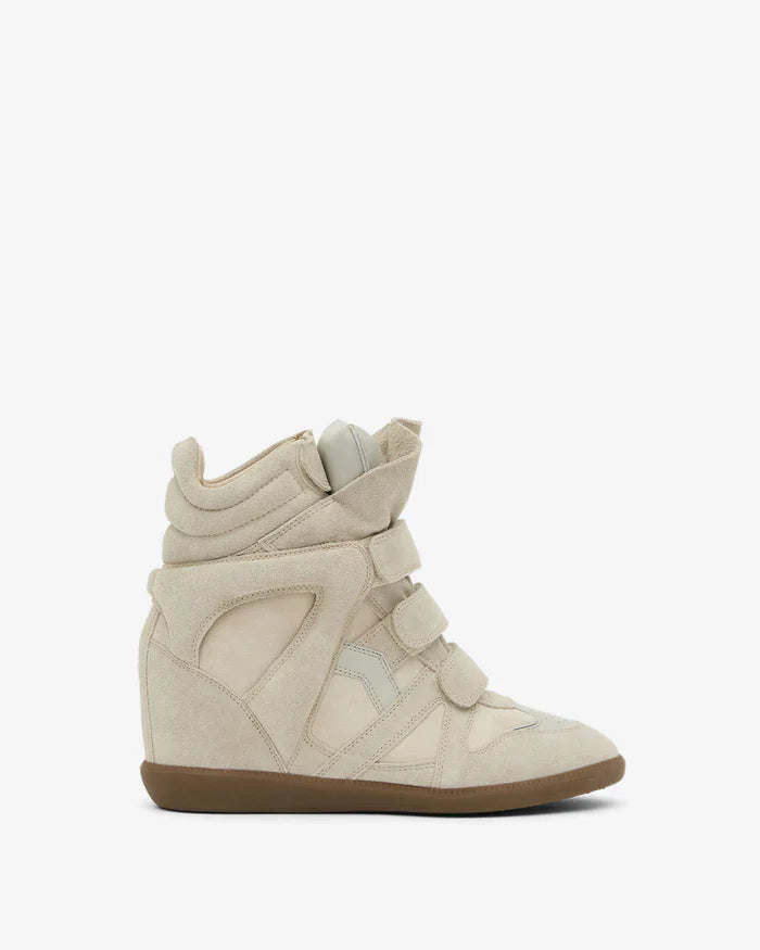 Women's Suede Wedge Sneakers – High-Top Hidden Heel Velcro Strap Shoes