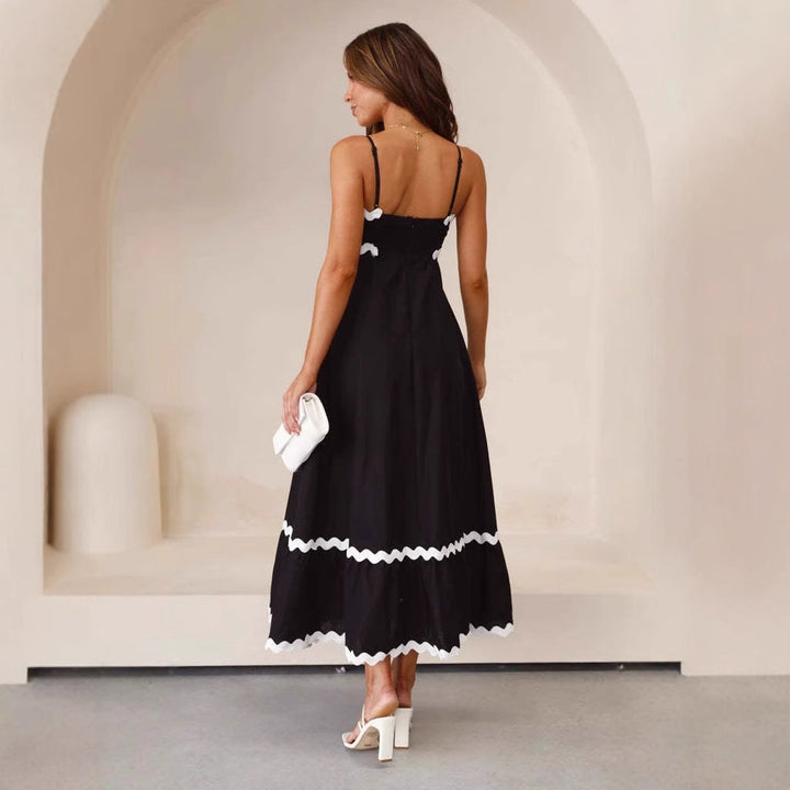 Women Spring Elegant A-Line Spaghetti Strap Maxi Dress