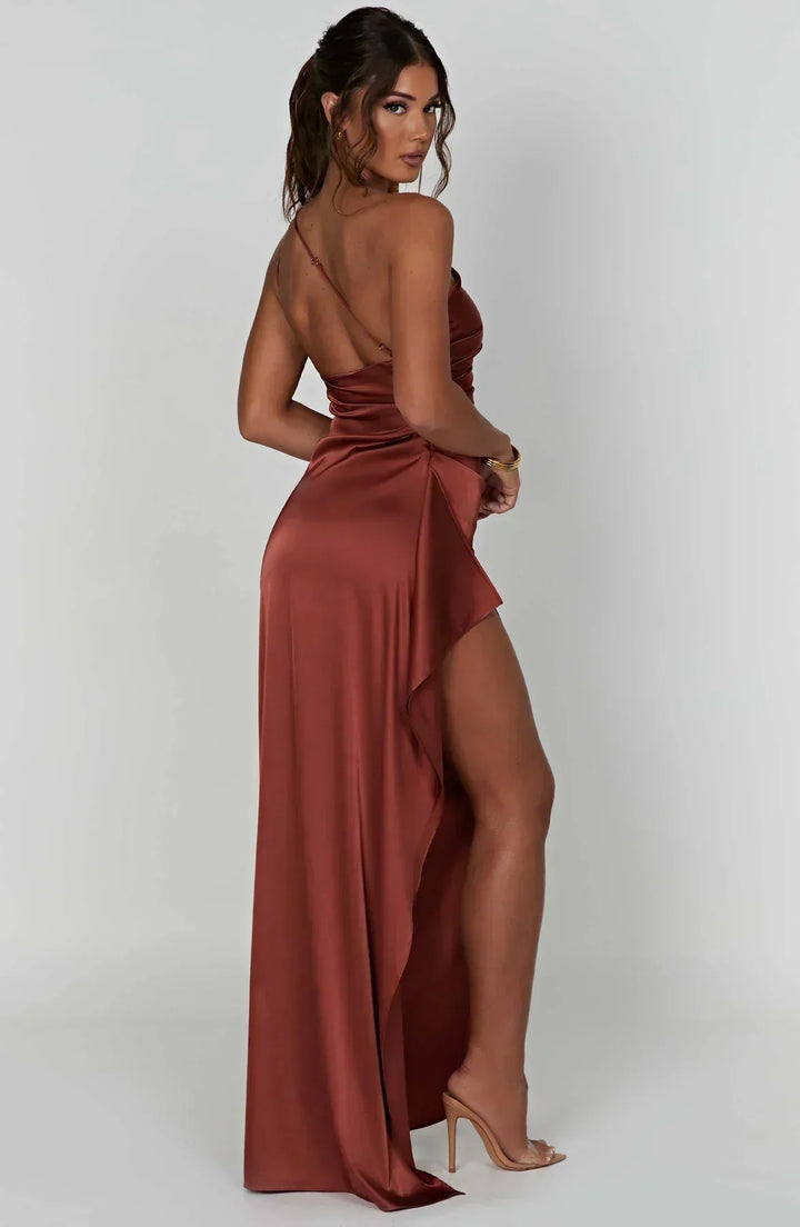 Women Spring Wedding Guest Asymmetric Evening Maxi Dress