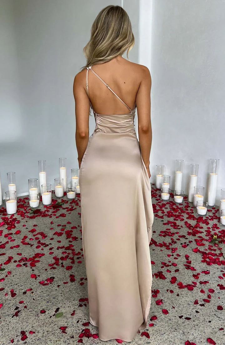 Women Spring Wedding Guest Asymmetric Evening Maxi Dress