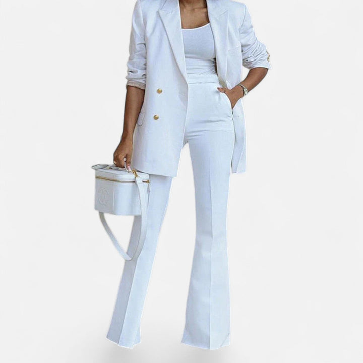 Women Spring Formal Double Breasted Blazer Pantsuit