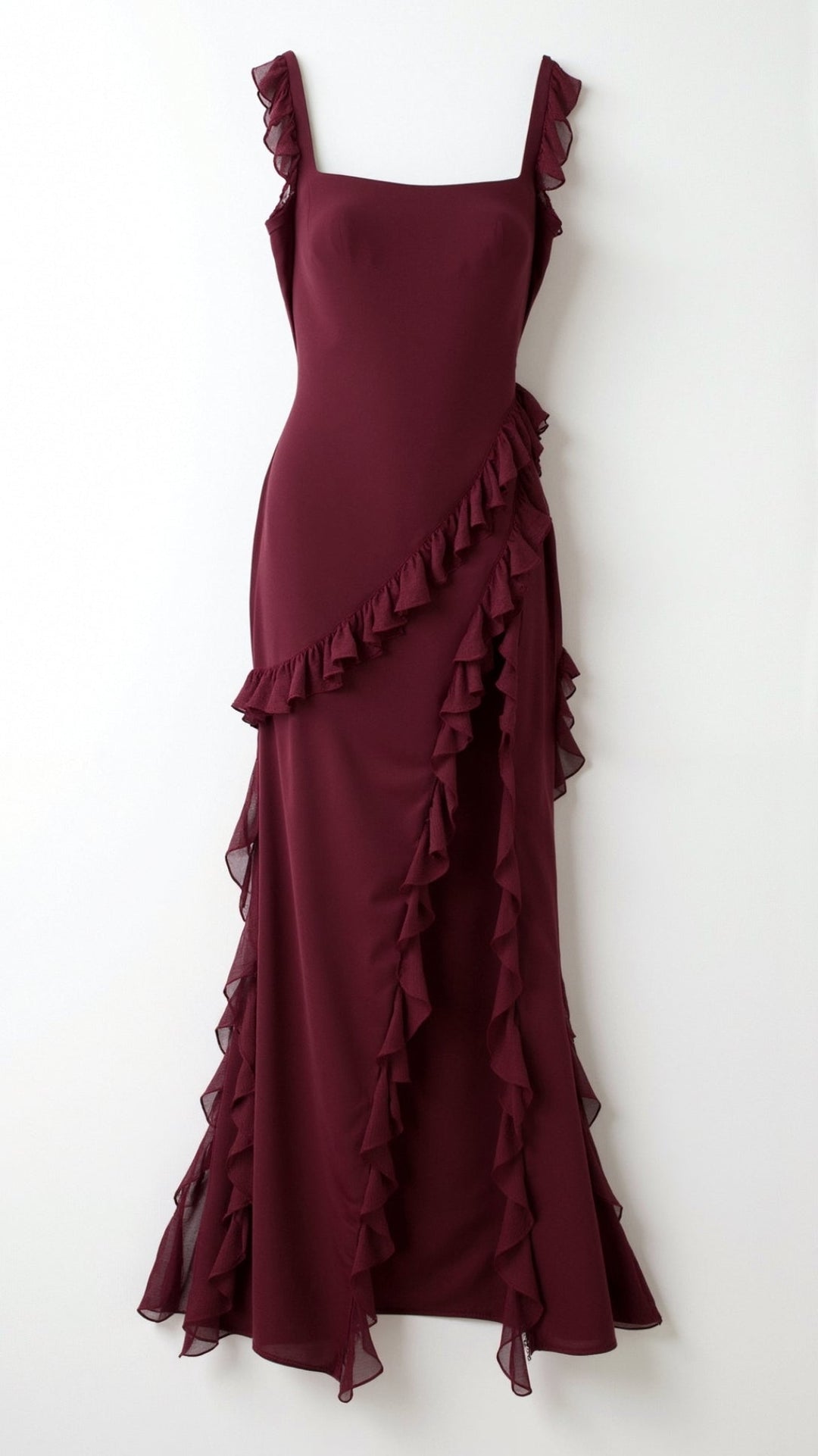 Women Summer Ruffle Strap Split Detail Maxi Dress