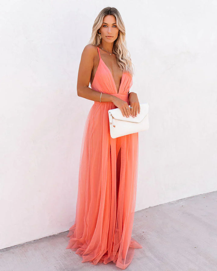 Women Spring Elegant Floral Print Metallic Maxi Dress